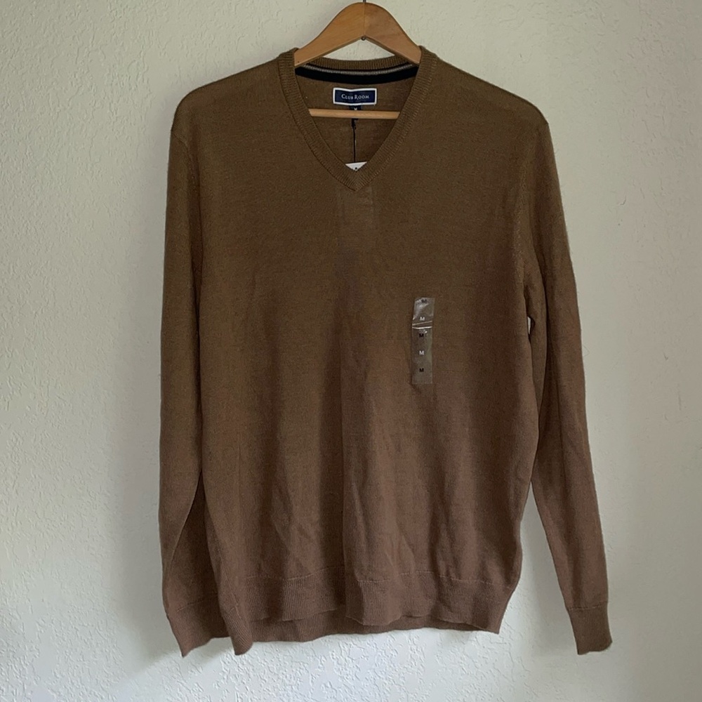 “Club Room Brown Merino Wool Blend Sweater - Size Medium, NWT”